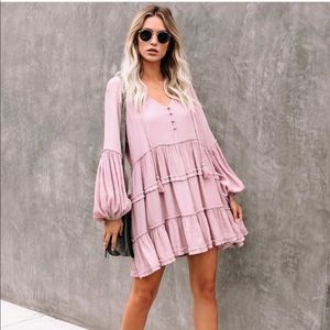 Cotton blend pocketed baby doll dress